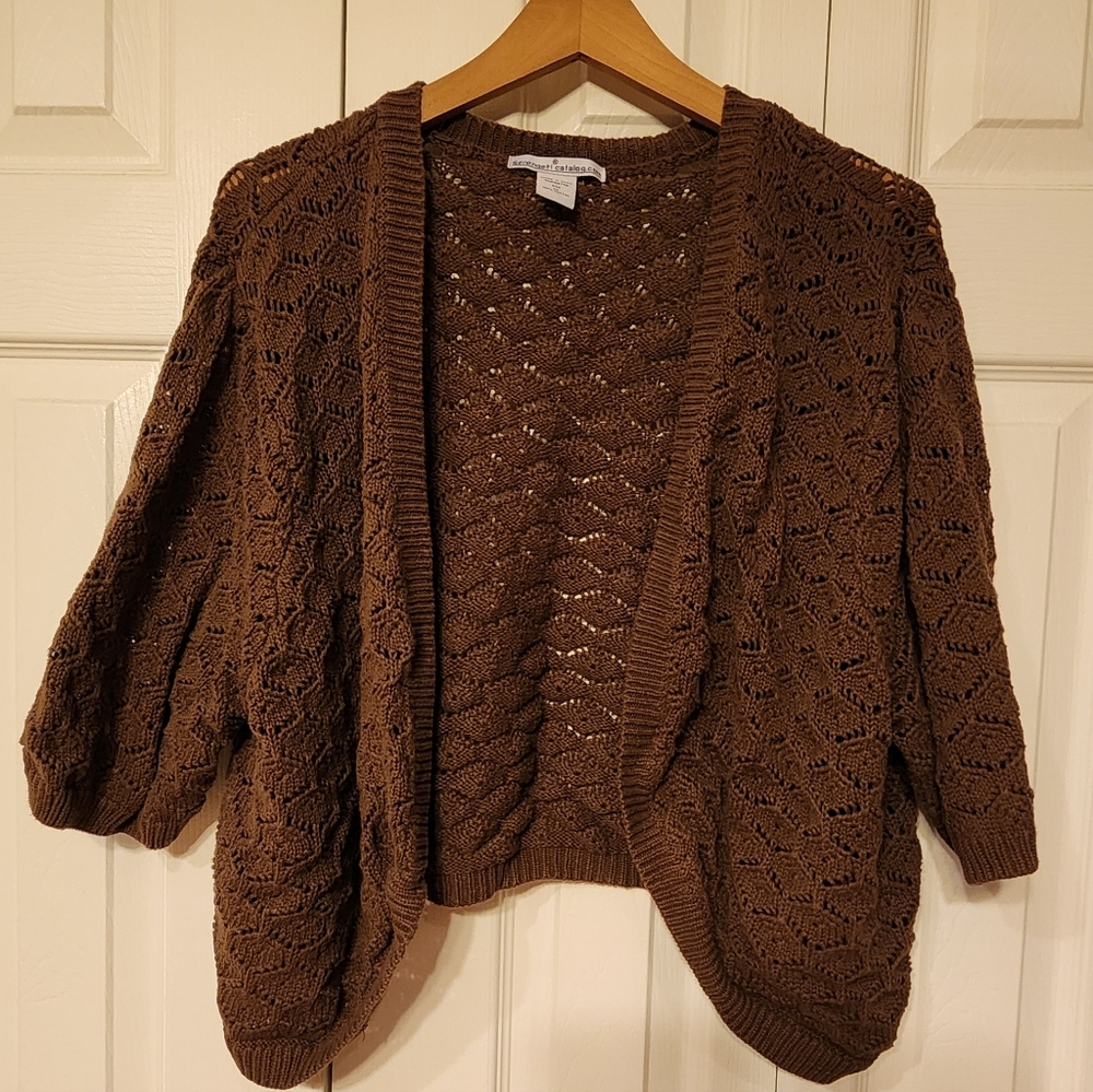 Serengeti Catalog Brown Open-Knit Women Sweater